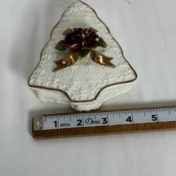 Tree Shaped Decorative Box with Gold Accents, Keepsake, Christmas - Picture 8 of 13